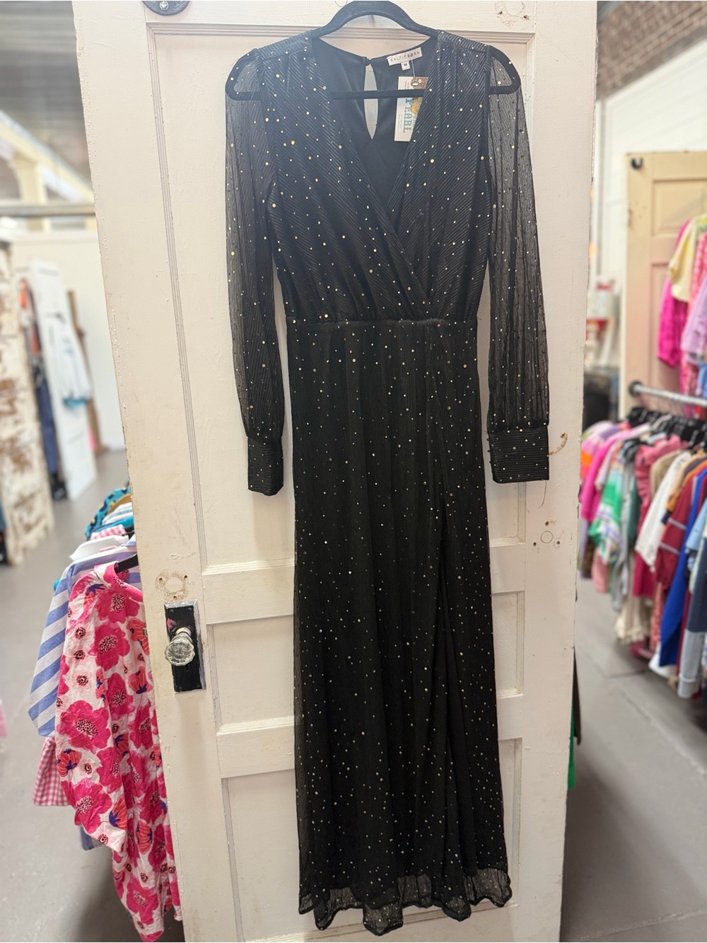 Baltic Born Black Long-Sleeve Sparkle Maxi Dress